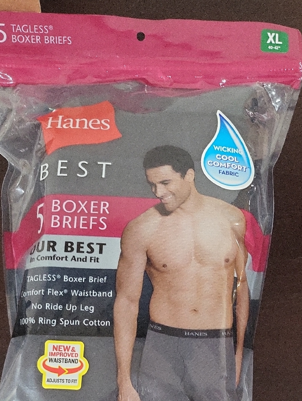 Hanes Black Boxer Briefs 5-Pack . Xl. New, Seald Bag